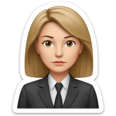 serious business woman in her forties in full suit dark blond hair standing sticker