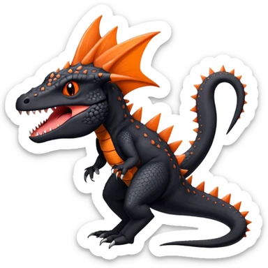 Black Salandit-Salazzle-Draco-Drakeon-Tyrunt-Fakémon-creature-hybrid with orange belly (full body) sticker