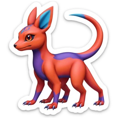 Cute Exotic Colorful Guilmon-Salandit-Umbreon-Fakémon-hybrid-creature (full body)  sticker