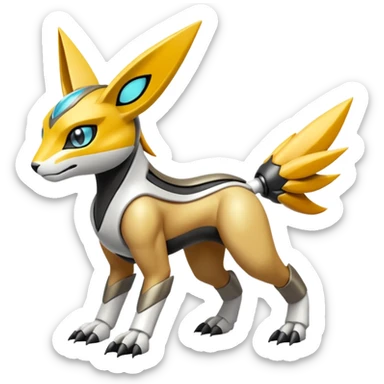 Meloetta-Renamon-Wargreymon-Protogen-Pokémon-Digimon-Fakémon-fusion-hybrid-creature sticker