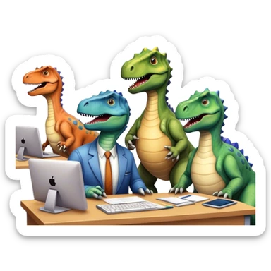 old dinosaurs working in an office sticker
