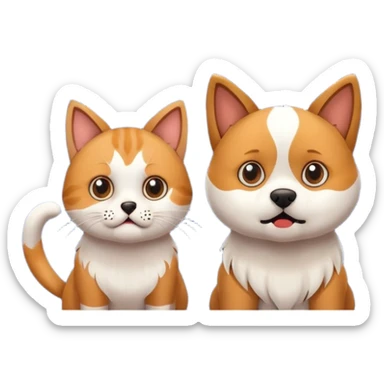 a dog and a cat hiding from fireworks sticker
