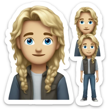 A teenage boy with long hair, blue eyes and a skinny build sticker