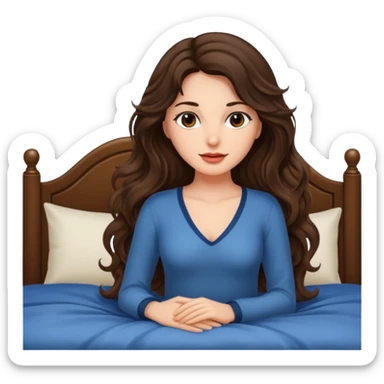 Brunette woman long wavy hair on bed seductive sticker