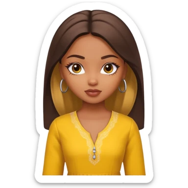a pretty bratz dusky girl with yellow kurti on sticker