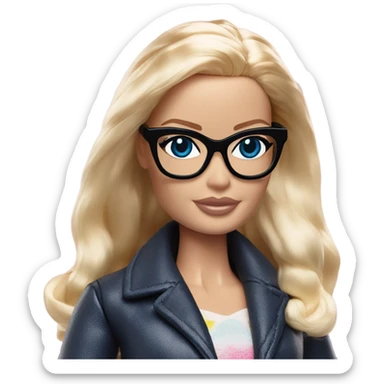 Margot Robbie Barbie blue eyes black glasses  sticker