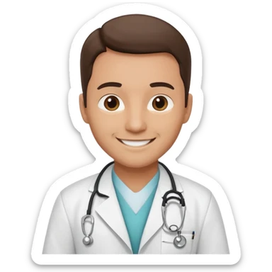 medico con estetoscopio y bata en un hospital sticker