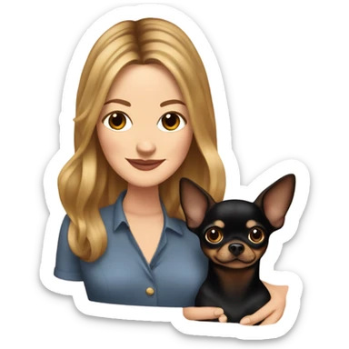 Drew Barrymore With A Black And Brown Chihuahua  sticker