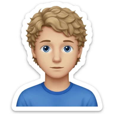 20 year old boy with slightly curly dark blonde hair and blue eyes with 20 year old girl with brown hair and blue eyes (girl is brunette (straight hair), boy is blonde.) BLONDE BOY sticker