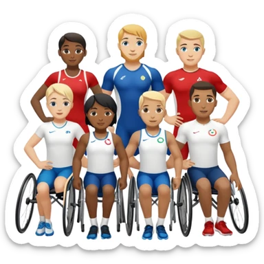 paralympic games avec des athletes disable avec les anneaux sticker