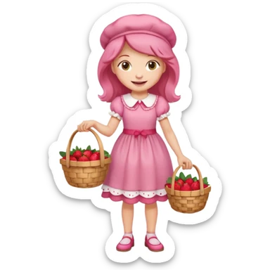 pretty and cute realistic modern day cartoon character strawberry shortcake full body sticker