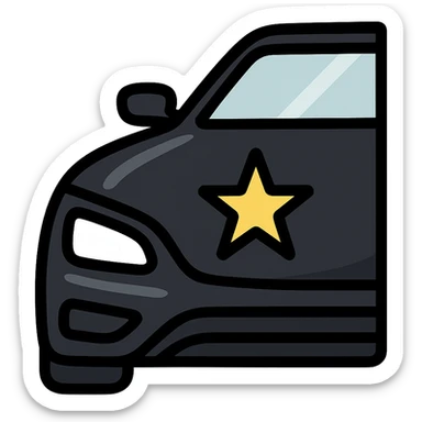 small bright silver or gold star on the glossy black surface of a high-end car, main color glossy black, subtle reflections, emphasis on mirror-like shine, modern and clean, not overloaded sticker