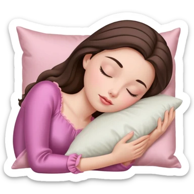 sleeping beauty brunette white girl with a silk pillow sticker