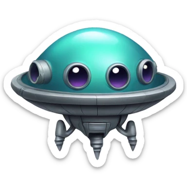 A cute alien spaceship  sticker