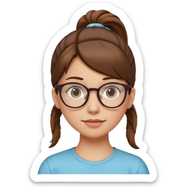 brown haired Ponytail Girl with Glasses sticker
