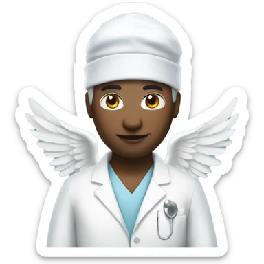 a surgeon dressed as a white swan with wings sticker