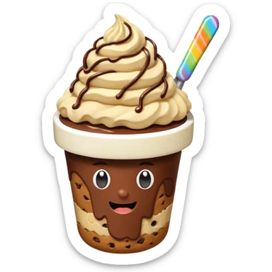 Crumble cookie arcoíris de Nutella y chocolate con un helado de vanilla encima
 sticker