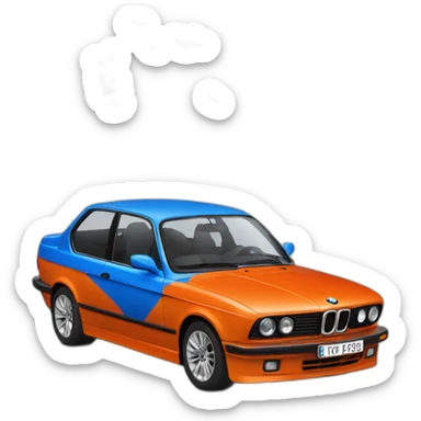 BMW Car holding Armenian flag(red blue orange) sticker