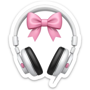 White headphones with pink bow sticker