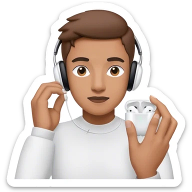 Person listening to music via apple airpods sticker