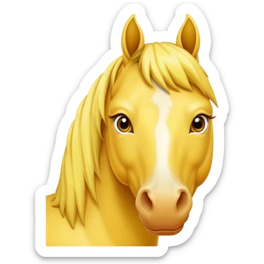 A mature all-yellow horse with its face facing the screen sticker