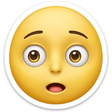 Create a royalty free "thinking" emoji with the mouth pulled up to the left and the eyes looking up to the right sticker