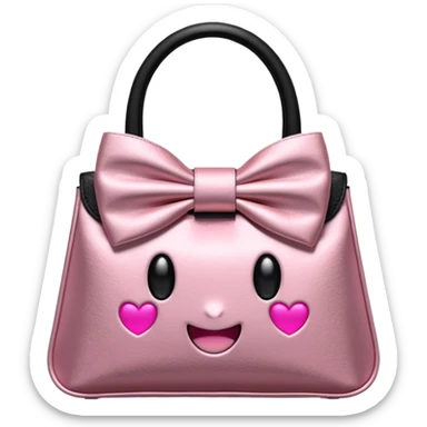 Genera un emoji de bolsa de tienda de ropa de color dorado con un 🎀 de color negro o rosado, dame varias opciones  sticker