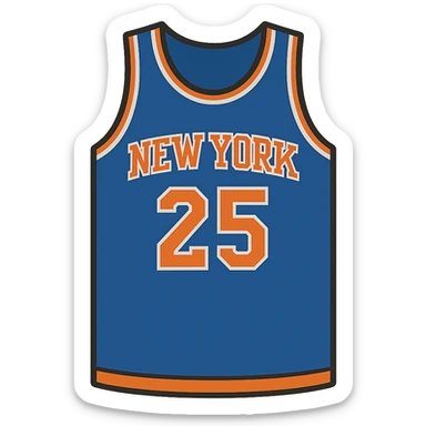 flat toon style new york knicks basketball jersey sticker