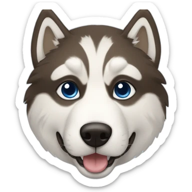 Husky in capuchino colors with one blue and one amber iris sticker