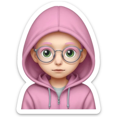 Aliens Pink, hoodie, cute big eyes, glass, thin ears, half body sticker