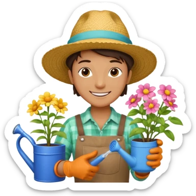 gardener holding watering pot sticker