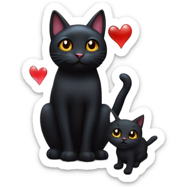 Black cat in love with a stained kitty￼ sticker