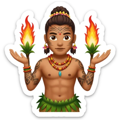 hawaiian fire dancer with tattoos sticker