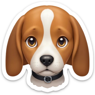 Cinematic Cute Beagle Portrait Emoji, Head tilted playfully and inquisitively, featuring a soft tri-color coat of white, brown, and black with floppy ears, round, sparkling hazel eyes filled with curiosity, Simplified yet irresistibly adorable features, highly detailed, glowing with a warm, friendly glow, high shine, affectionate and lively, stylized with a touch of whimsy, bright and endearing, soft glowing outline, capturing the essence of a mischievous yet loving pup, so playful it feels like it could bound out of the screen and into your arms! sticker