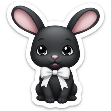 cute little black bunny with a white bow sticker