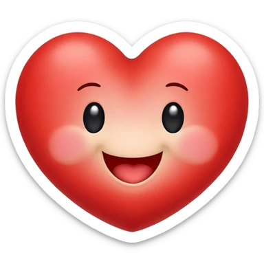 A cute red heart cartoon with a happy face, where the two top lobes of the heart are rounded and designed to look exactly like butt cheeks sticker