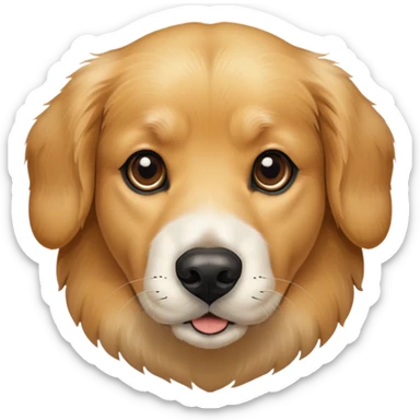 This is a big, dog like a golden retriever fur with a white and brown face who got way too close to the camera, has a black nose and big black eyes only the fur texture is like golden retriever  sticker