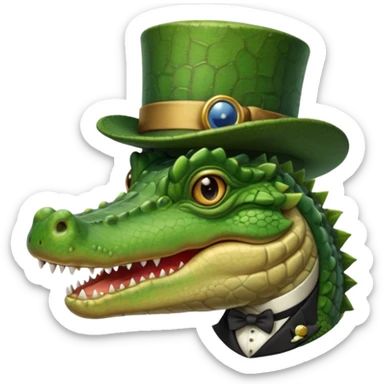 Crocodile with a top hat and monocle sticker