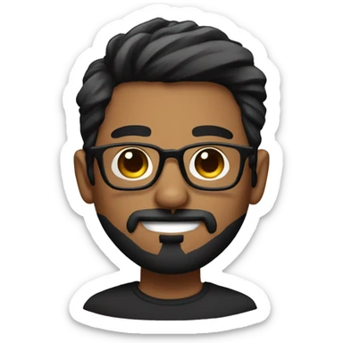 guy streamer with hair black/brown with glasses, mustache and chin beard and side gradient hair sticker