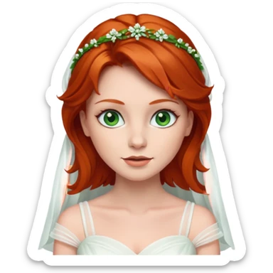 Redhead bride with green eyes sticker