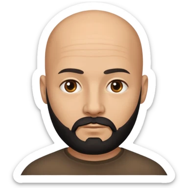 Bald fully 1x1 squared head man with black beard sticker