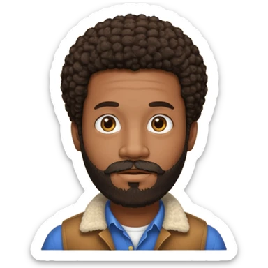 black man with beard, mustache, and short afro sticker