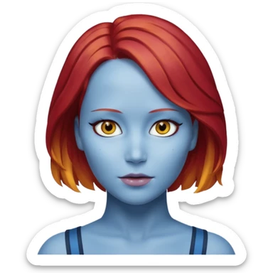 x-men mystique red hair yellow eye looks like jennifer lawrence sticker
