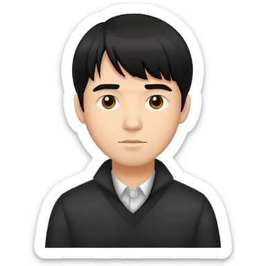 Make a man with medium skin and black hair with bangs sticker