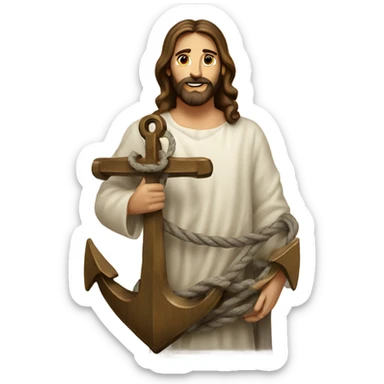 jesus holding an anchor sticker