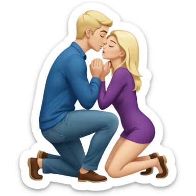 naked man, kneeling, Kissing Butt of a naked blonde Woman sticker