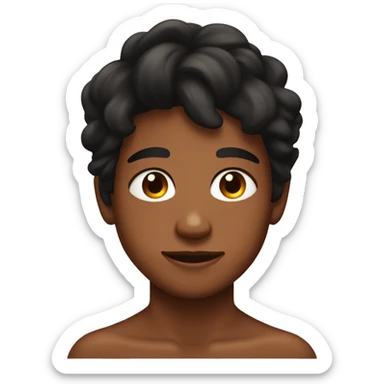 12 year old boy with tanned, black hair and brown eyes doing his skincare routine sticker