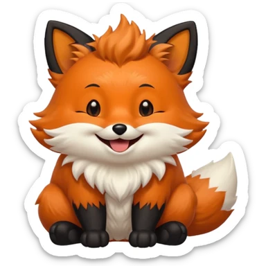 Floofy the Creampuff fox blackish away laughing, chubby. Black paws orange color sticker