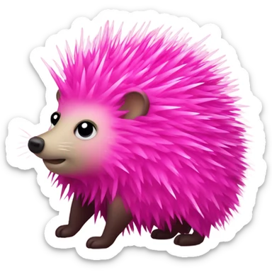 Hot pink porcupine with glitter  sticker