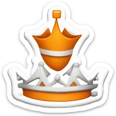 A crown, orange on the upside and white on the downside, in addition to a word seeker alliance sticker
